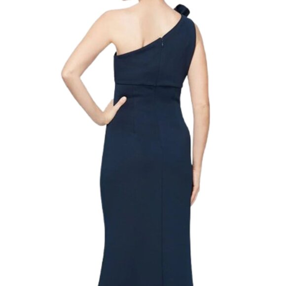 NWT S.L. Fashions 9134208 One Shoulder Formal Gown Navy Size 12 - Picture 3 of 6